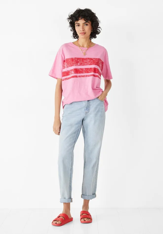 Hush Tops and Tshirts Women Ailbhe Striped TShirt Bright Pink