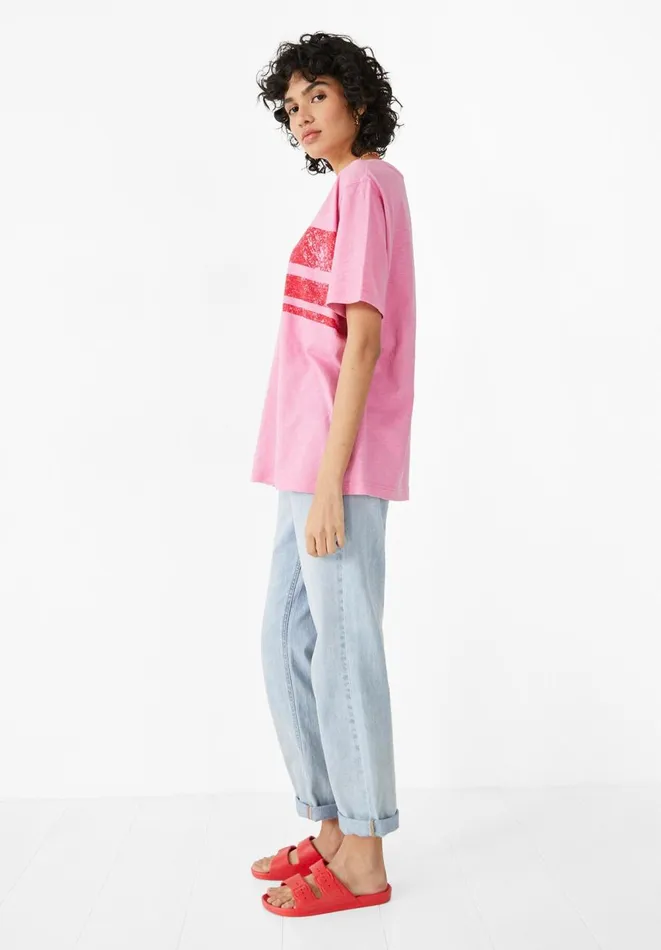 Hush Tops and Tshirts Women Ailbhe Striped TShirt Bright Pink