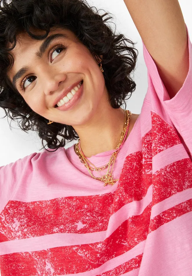 Hush Tops and Tshirts Women Ailbhe Striped TShirt Bright Pink