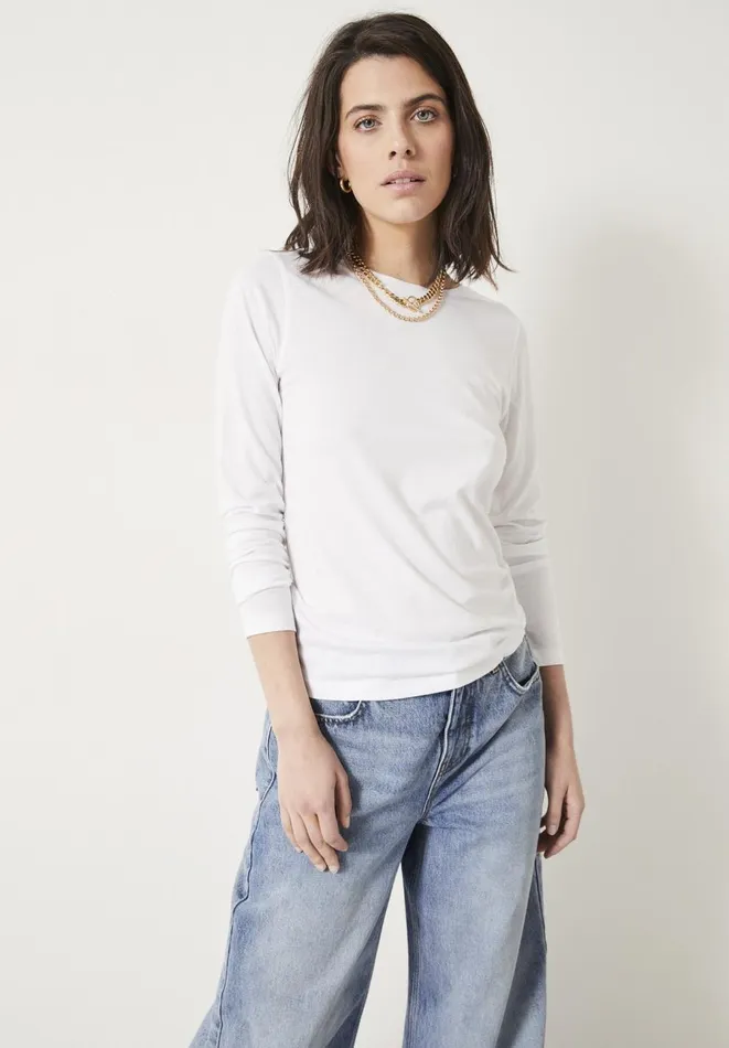 Hush Tops and Tshirts Women Anna Slim Crew Neck Top White