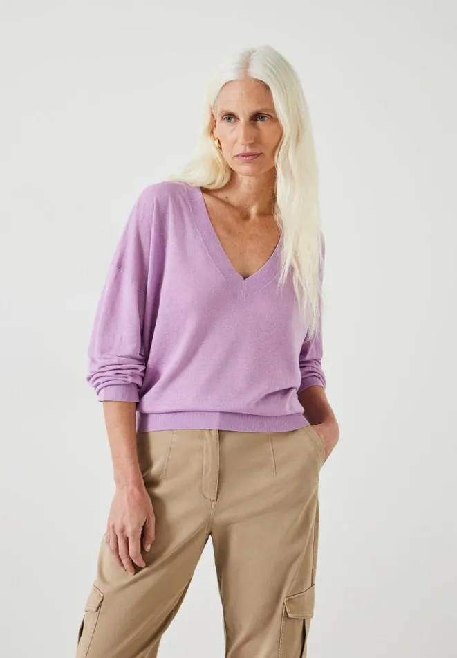 Hush Tops and Tshirts Women Aston Linen Blend Knitted Jumper Mid Lilac