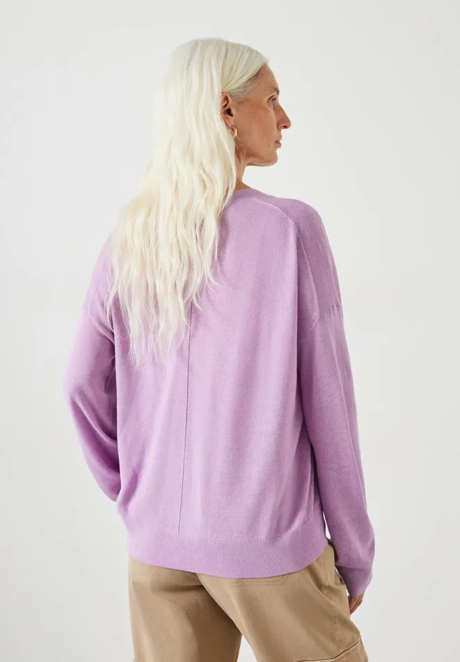 Hush Tops and Tshirts Women Aston Linen Blend Knitted Jumper Mid Lilac Hush Tops and Tshirts Women Aston Linen Blend Knitted Jumper Mid Lilac