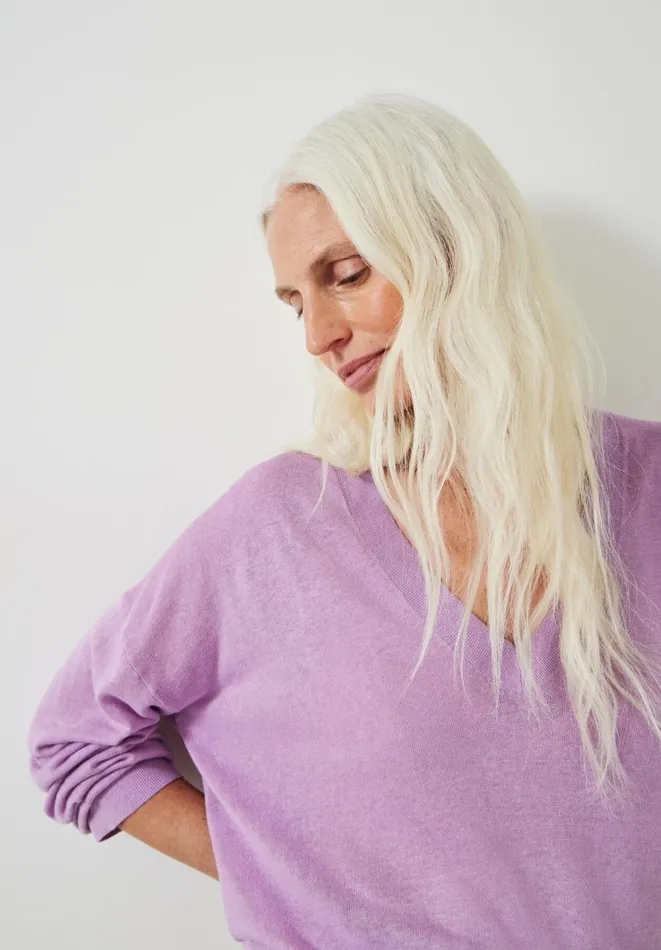 Hush Tops and Tshirts Women Aston Linen Blend Knitted Jumper Mid Lilac Hush Tops and Tshirts Women Aston Linen Blend Knitted Jumper Mid Lilac