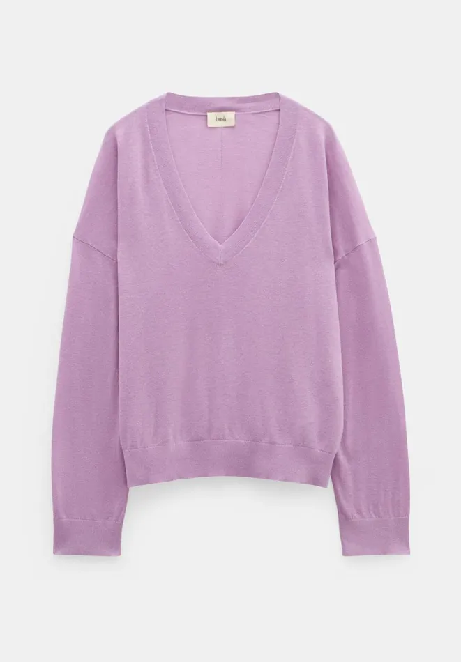 Hush Tops and Tshirts Women Aston Linen Blend Knitted Jumper Mid Lilac Hush Tops and Tshirts Women Aston Linen Blend Knitted Jumper Mid Lilac