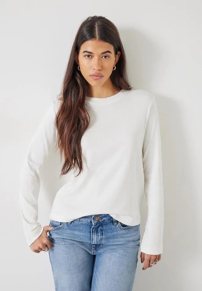 Hush Tops and Tshirts Women Cosima Heavyweight Cotton Top Soft White