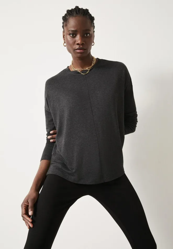 Hush Tops and Tshirts Women Dori Dolman Crew Neck Top Charcoal Marl