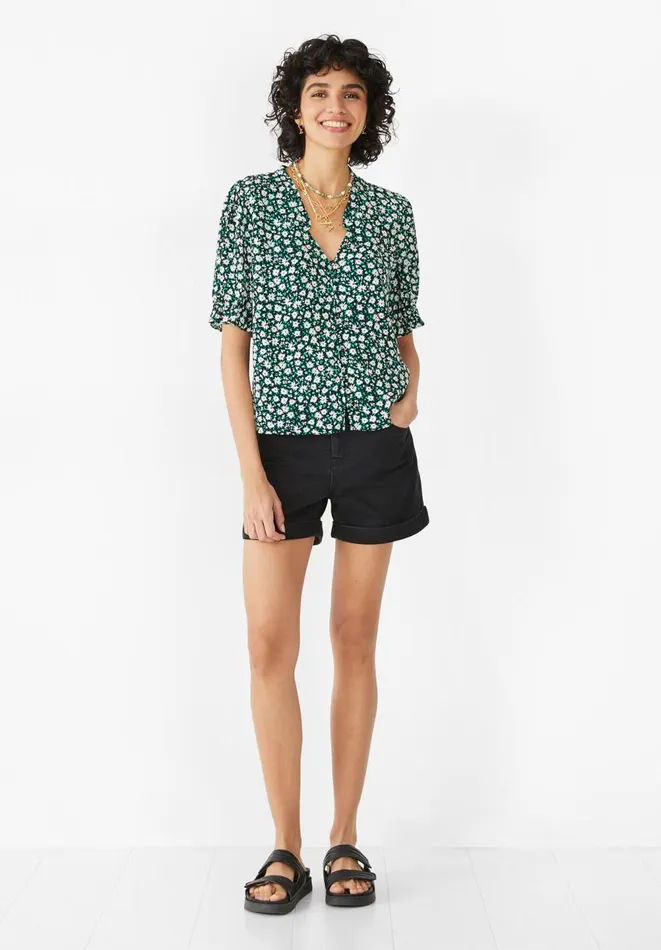 Hush Tops and Tshirts Women Hazel Button Blouse Mini Daisy Black