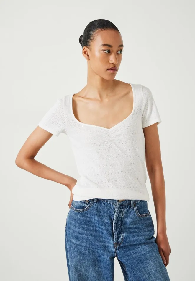 Hush Tops and Tshirts Women Jilly Sweetheart Neckline Top White