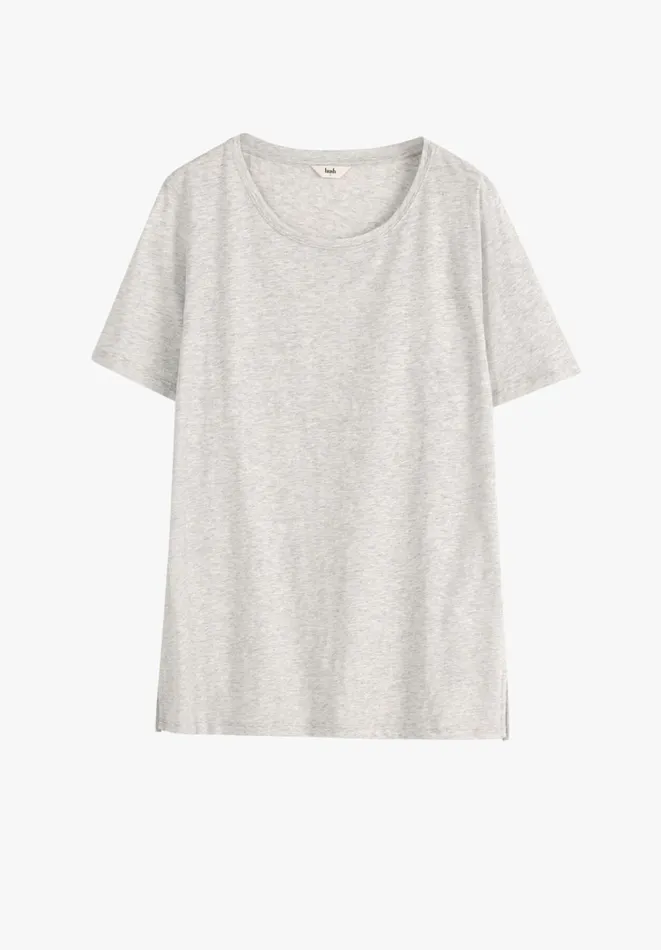Hush Tops and Tshirts Women Kali Cotton Crew TShirt Lightest Grey Marl