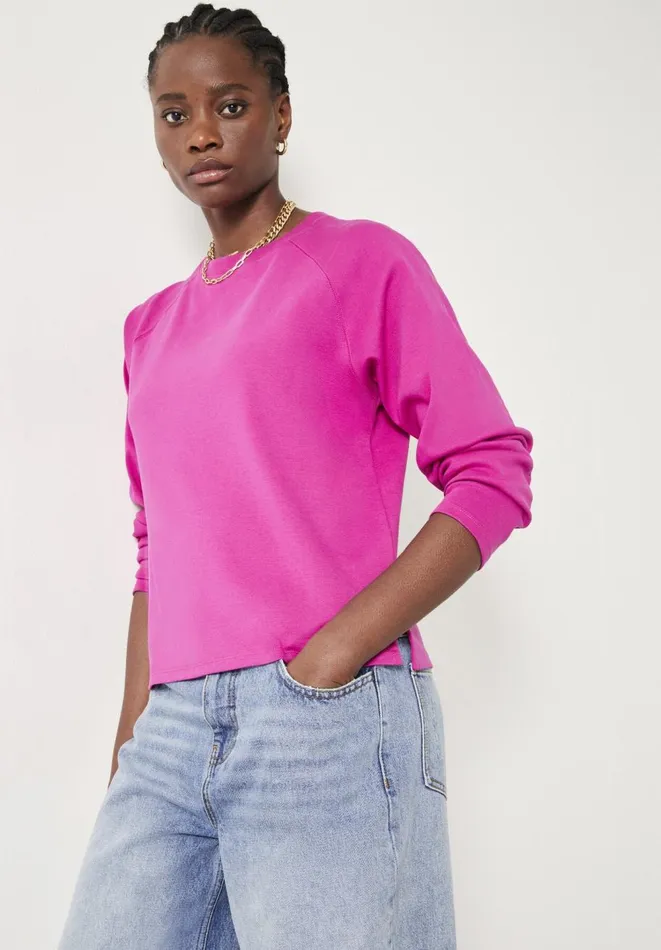 Hush Tops and Tshirts Women Matilda Cotton Raglan Top Bright Pink