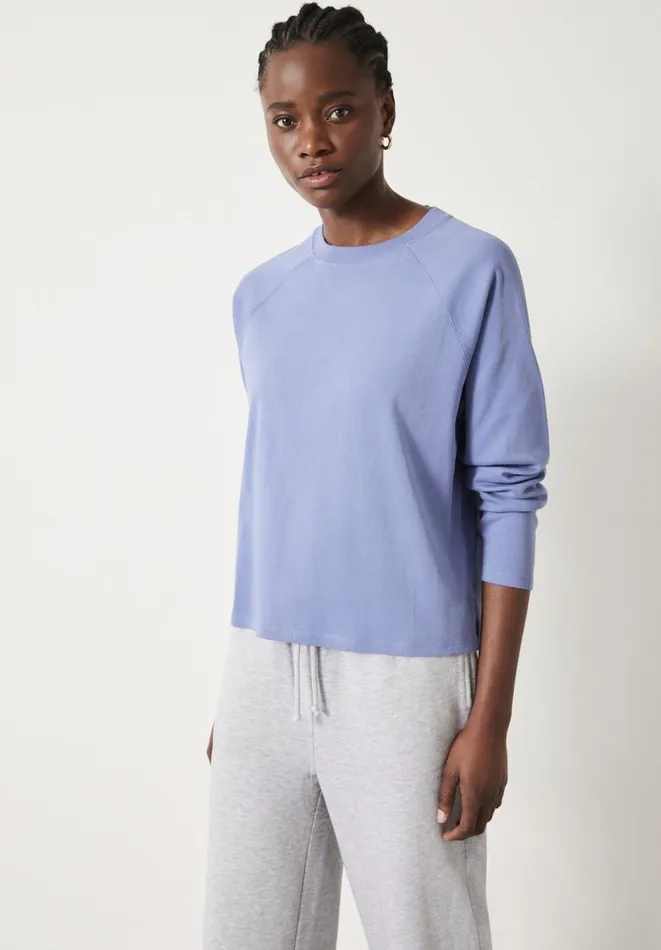 Hush Tops and Tshirts Women Matilda Cotton Raglan Top Dusty Blue