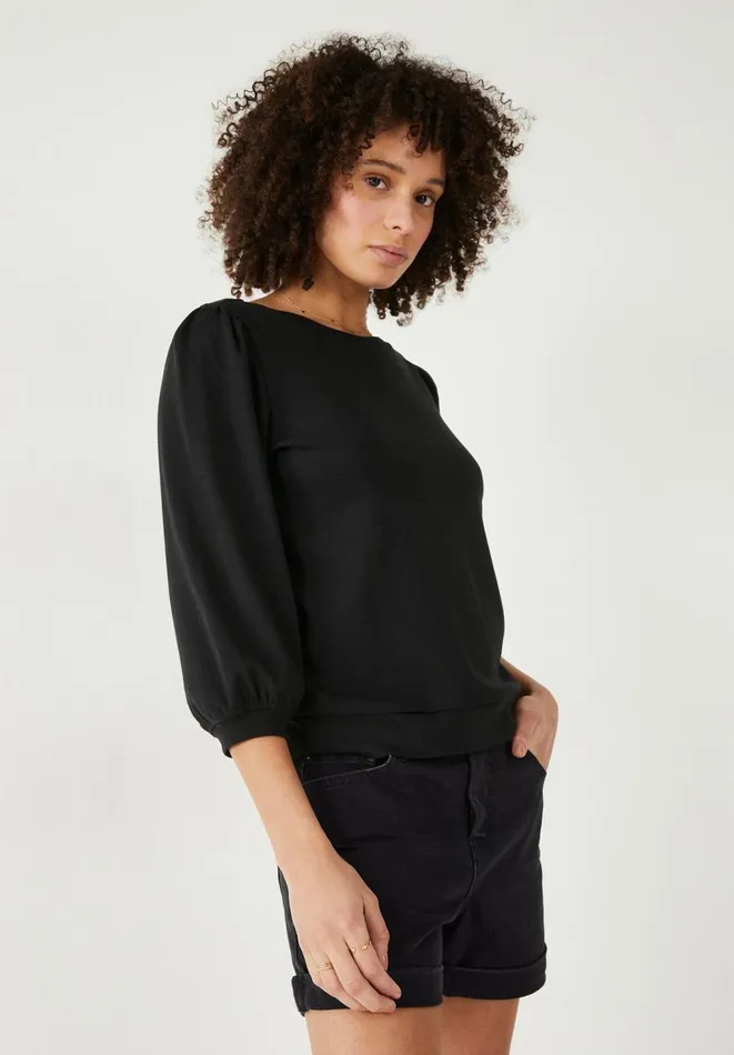 Hush Tops and Tshirts Women Mimi Puff Sleeve TShirt Black