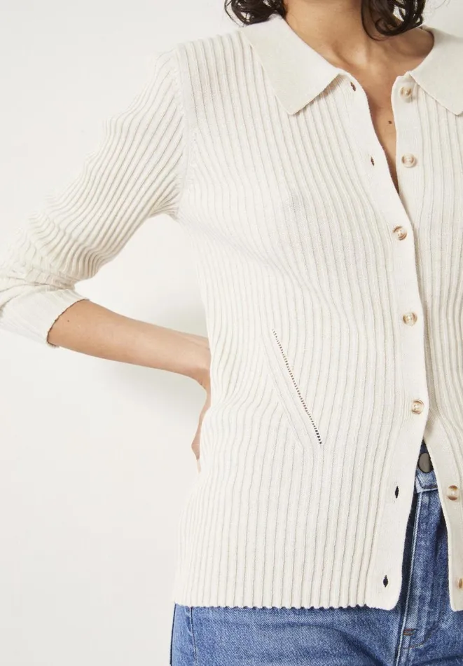 Hush Tops and Tshirts Women Miquita Collared Knitted Cardigan Ecru
