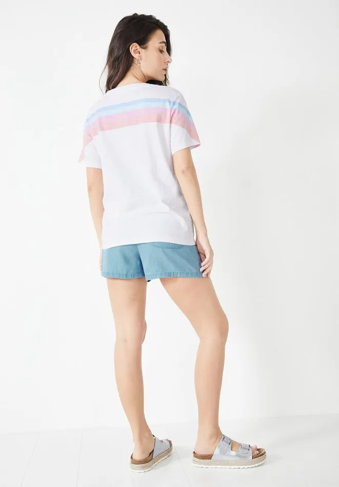 Hush Tops and Tshirts Women Nara Rainbow Relaxed TShirt Multiwhite Hush Tops and Tshirts Women Nara Rainbow Relaxed TShirt Multiwhite