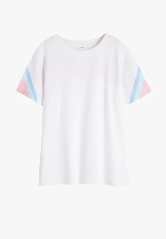 Hush Tops and Tshirts Women Nara Rainbow Relaxed TShirt Multiwhite Hush Tops and Tshirts Women Nara Rainbow Relaxed TShirt Multiwhite