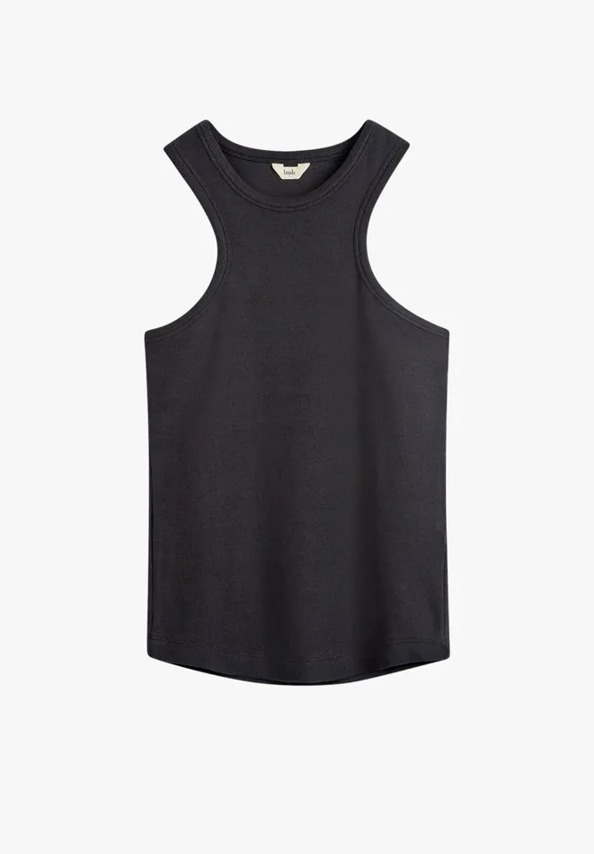 Hush Tops and Tshirts Women Racer Ribbed Tank Top Black