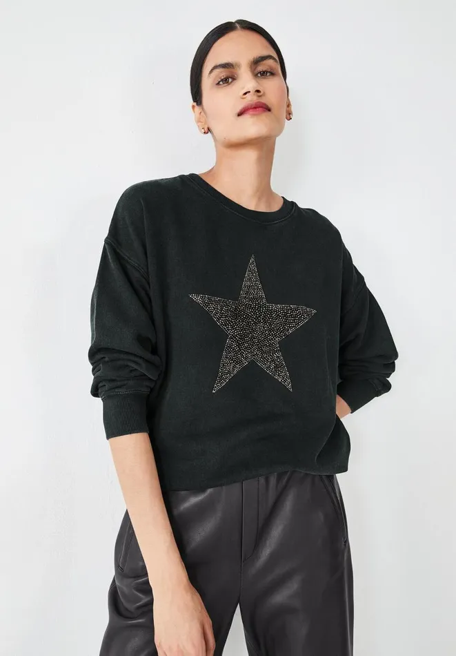 Hush Tops and Tshirts Women Remi Rhinestone Sweatshirt Black Multi
