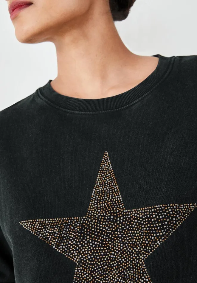 Hush Tops and Tshirts Women Remi Rhinestone Sweatshirt Black Multi