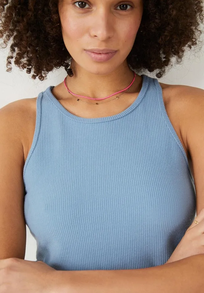 Hush Tops and Tshirts Women Ribbed Scoop Vest Blue