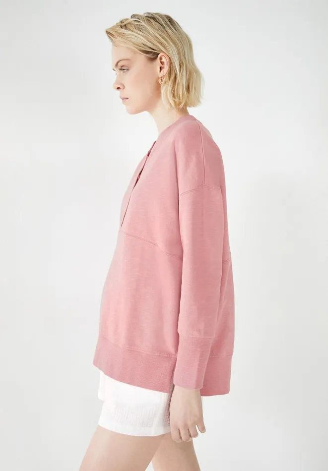 Hush Tops and Tshirts Women Sawyer Henley Sweatshirt Muted Pink Hush Tops and Tshirts Women Sawyer Henley Sweatshirt Muted Pink
