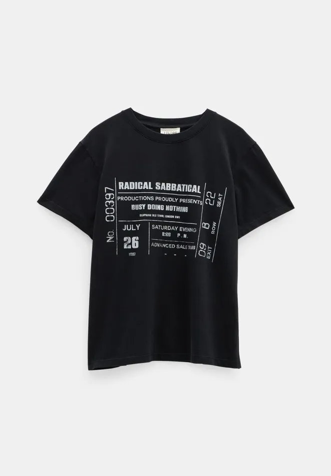 Hush Tops and Tshirts Women Ticket Graphic Washed TShirt Black Onyx
