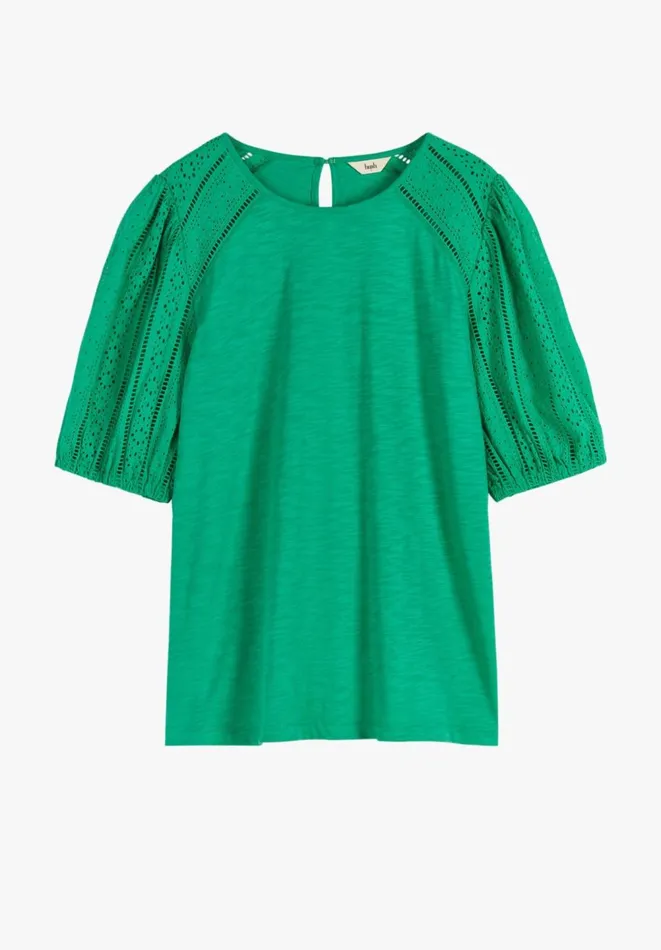 Hush Tops and Tshirts Women Tina Broderie Puff Sleeve Tee Fun Green