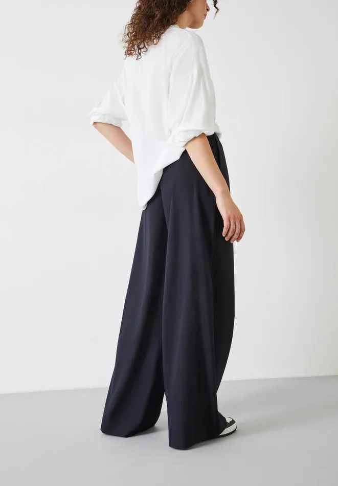 Hush Trousers Women Alpa Wide Leg Wool Blend Trousers Dark Navy Hush Trousers Women Alpa Wide Leg Wool Blend Trousers Dark Navy