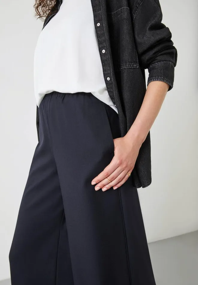 Hush Trousers Women Alpa Wide Leg Wool Blend Trousers Dark Navy Hush Trousers Women Alpa Wide Leg Wool Blend Trousers Dark Navy