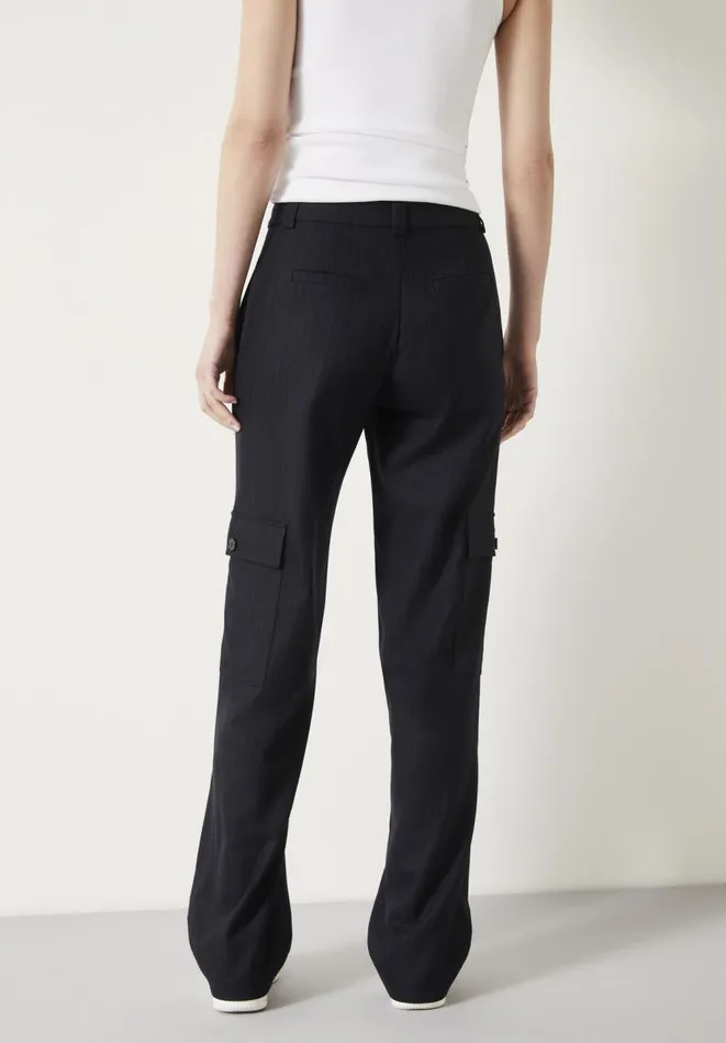 Hush Trousers Women Courtney Cargo Pinstripe Wool Blend Trousers Midnight Navy