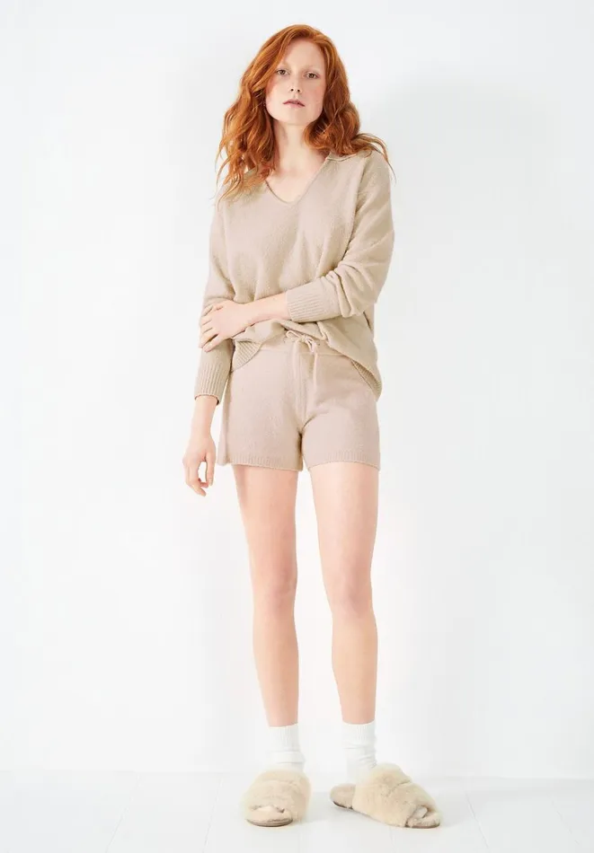 Hush Trousers Women Dixie Knitted Shorts Mushroom Grey