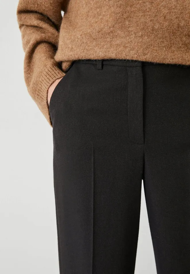 Hush Trousers Women Emily Wide Leg Wool Blend Trousers Chocolate Brown