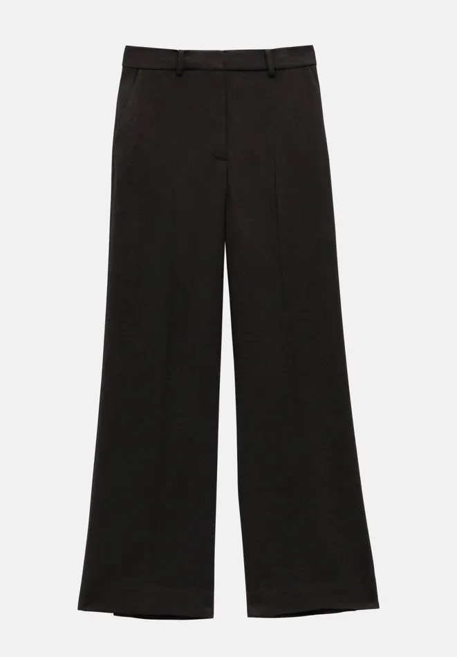 Hush Trousers Women Emily Wide Leg Wool Blend Trousers Chocolate Brown