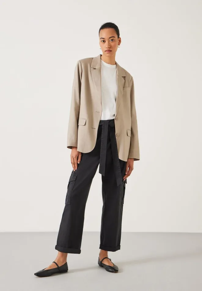 Hush Trousers Women High Waist Belted Trousers Washed Black