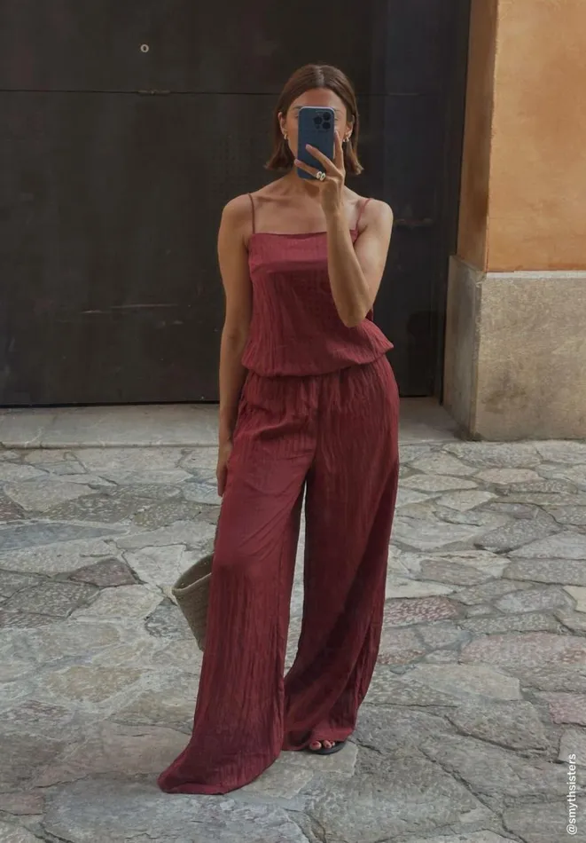 Hush Trousers Women Mabel Fluid Wide Leg Crinkle Trousers Rust Hush Trousers Women Mabel Fluid Wide Leg Crinkle Trousers Rust