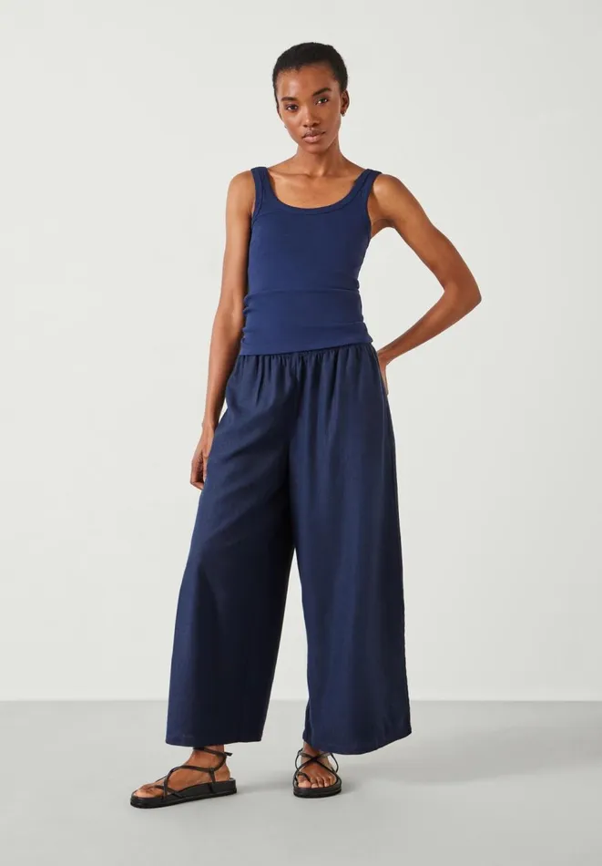 Hush Trousers Women Melissa Linen Wide Leg Trousers Navy
