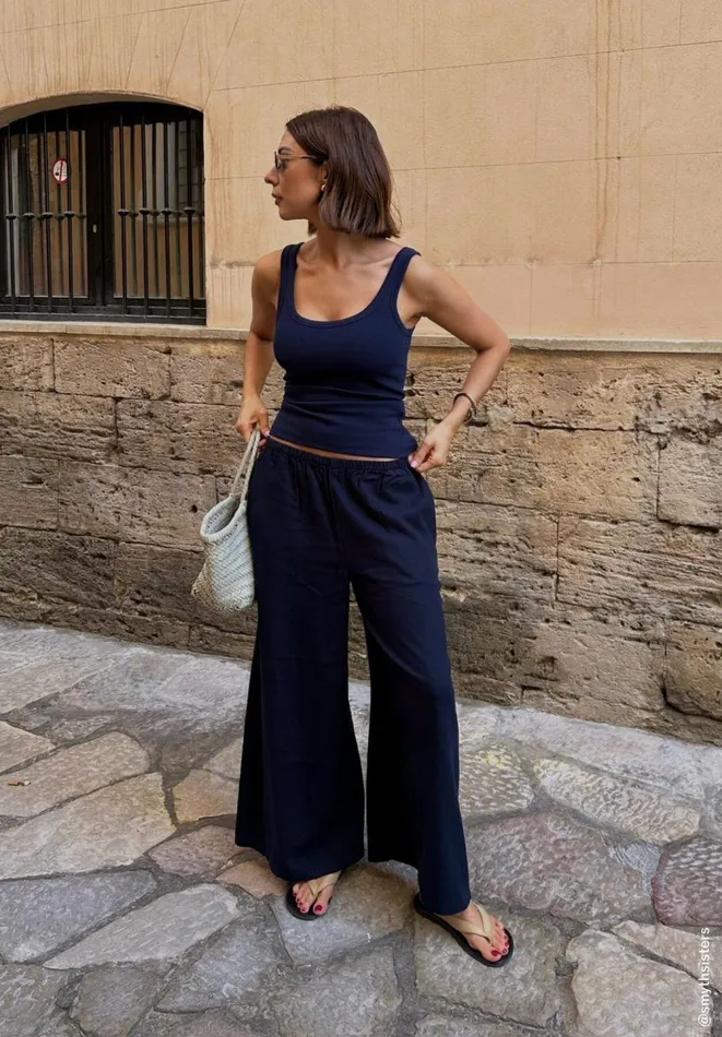 Hush Trousers Women Melissa Linen Wide Leg Trousers Navy Hush Trousers Women Melissa Linen Wide Leg Trousers Navy