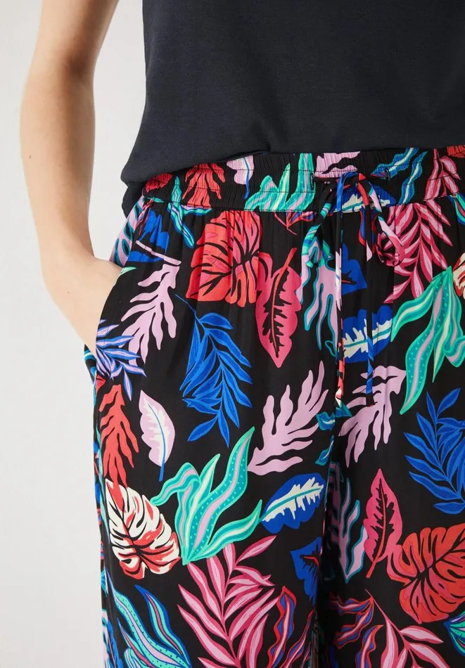 Hush Trousers Women Wide Leg Satin Trousers Bright Leaves Hush Trousers Women Wide Leg Satin Trousers Bright Leaves
