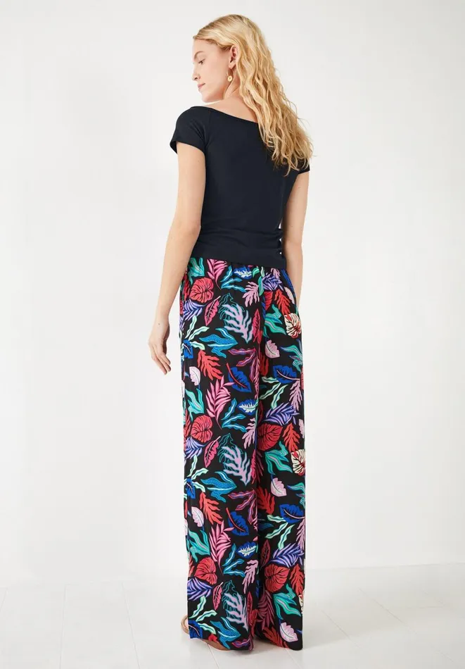 Hush Trousers Women Wide Leg Satin Trousers Bright Leaves Hush Trousers Women Wide Leg Satin Trousers Bright Leaves