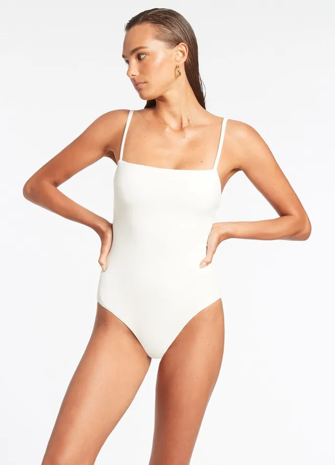 Isla Rib Minimal Tank One Piece Cream Women JETS Australia Tank One Piece