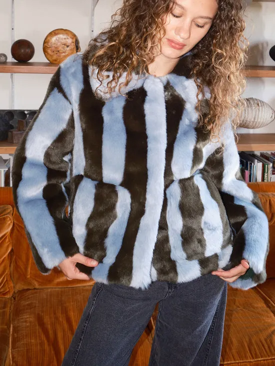 Jackets Outerwear Women Lisa Says Gah Traci Coat Blue Green Stripe