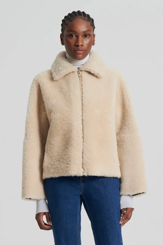 Jackets SHEARLING COCOON SLEEVE JACKET BEIGE Scanlan Theodore Women Jackets SHEARLING COCOON SLEEVE JACKET BEIGE Scanlan Theodore Women
