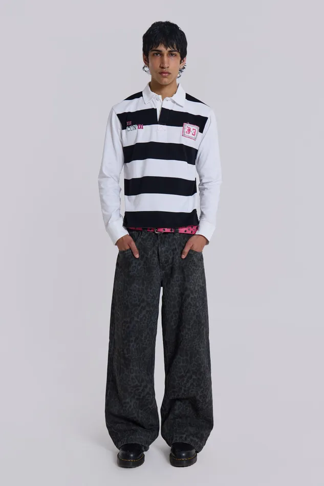 Jaded London Shop Charcoal Leopard Fade Colossus Jeans Men Denim
