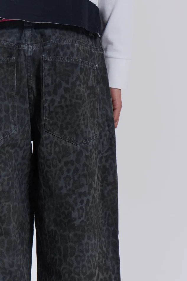 Jaded London Shop Charcoal Leopard Fade Colossus Jeans Men Denim
