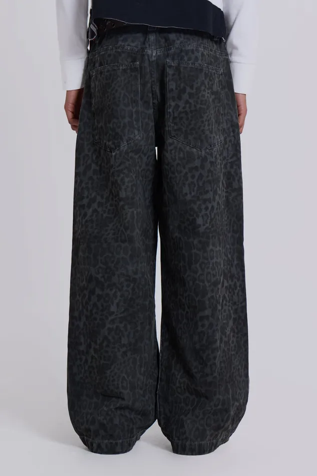 Jaded London Shop Charcoal Leopard Fade Colossus Jeans Men Denim