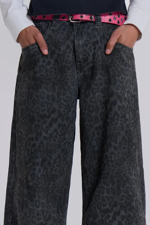 Jaded London Shop Charcoal Leopard Fade Colossus Jeans Men Denim