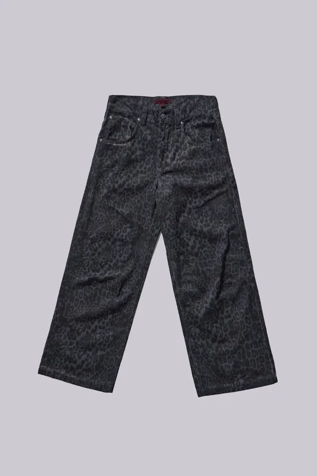 Jaded London Shop Charcoal Leopard Fade Colossus Jeans Men Denim