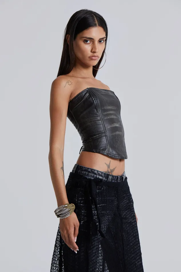 Jaded London Tops Women Shop Ash Faux Leather Corset