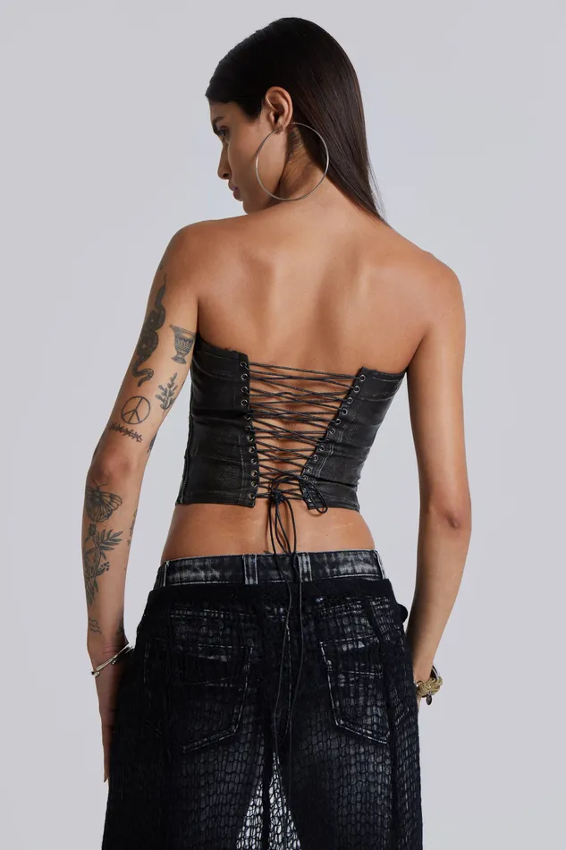 Jaded London Tops Women Shop Ash Faux Leather Corset