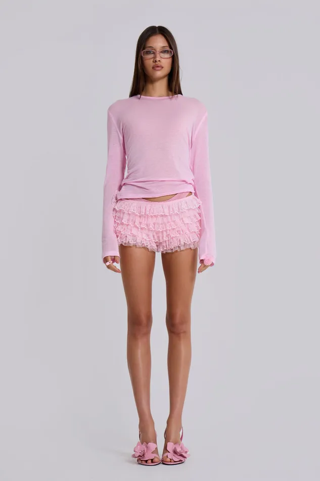 Jaded London Tops Women Shop Pink Rhea Lace Bloomer Shorts