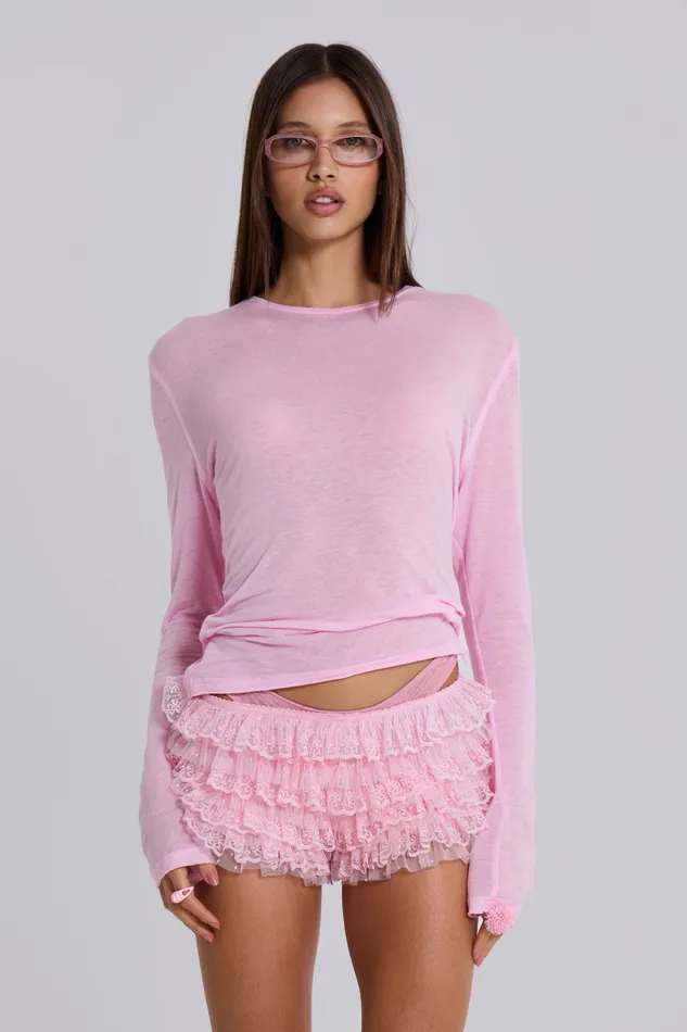 Jaded London Tops Women Shop Pink Rhea Lace Bloomer Shorts